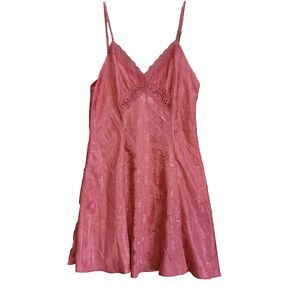 Adonna Nightgown Dress Womens Medium Pink Lace Trim Adjustable Straps Babydoll